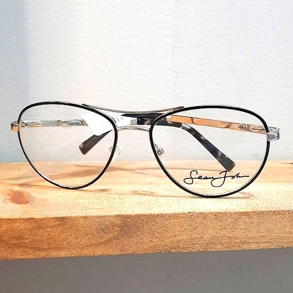 NEW Sean John Silver Metal Eyeglass Frame, Rx'able, unisex, glasses, Aviator - Picture 2 of 6